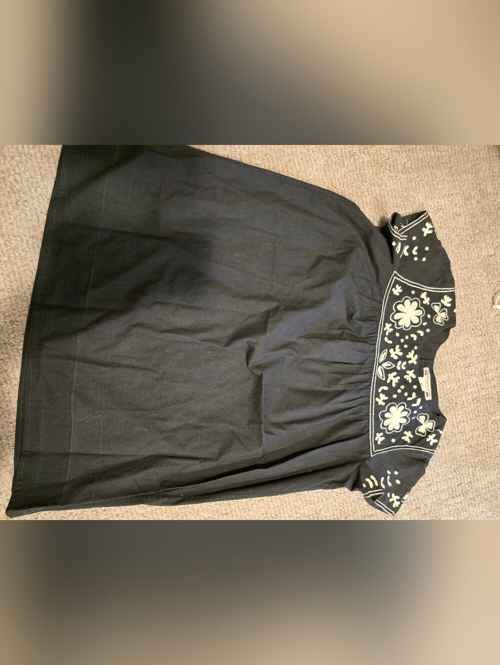 Bonpoint Black dress with White Floral Embroidery